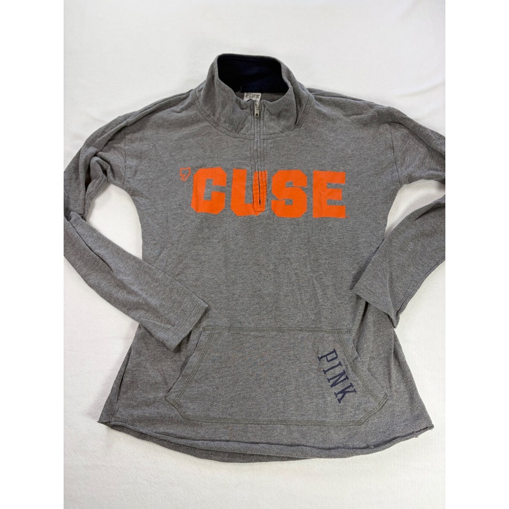 PINK Victoria's Secret Syracuse University Orange Quarter Zip Pullover Gray S